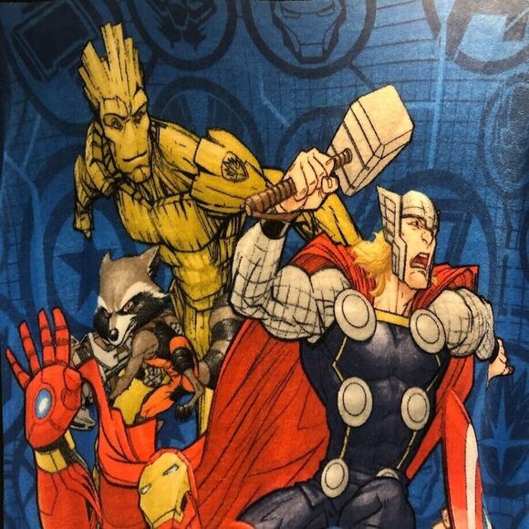 Marvel Avenger Fleece Blanket 69" 36" Groot Thor Rocket Iron Man Captain America - Picture 2 of 8